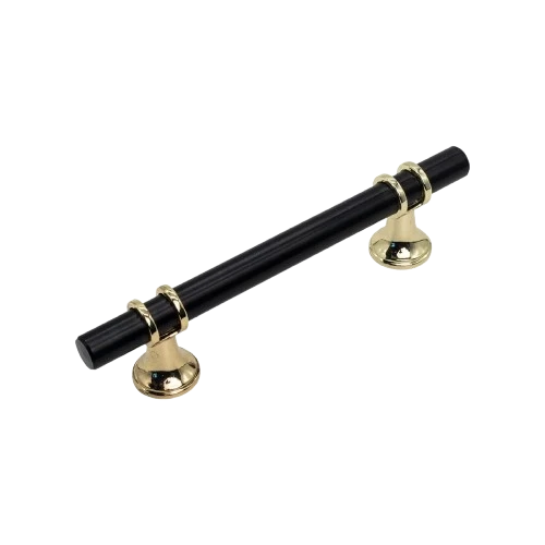PUXADOR ENLACE - 160MM PRETO COM DOURADO