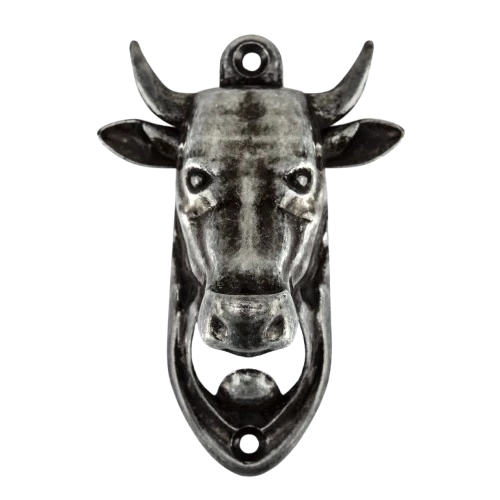 Abridor de Garrafa Cabeça de Boi Prata Velha