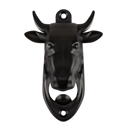 Abridor de Garrafa Cabeça de Boi Metal Preto