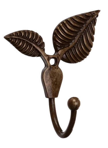 Cabide Decorativo Folha em Metal Ouro Velho – Estilo Natural Vintage