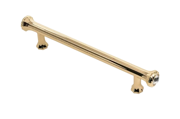 PUXADOR FLORIS 128MM DOURADO BRILHO COM CRISTAL