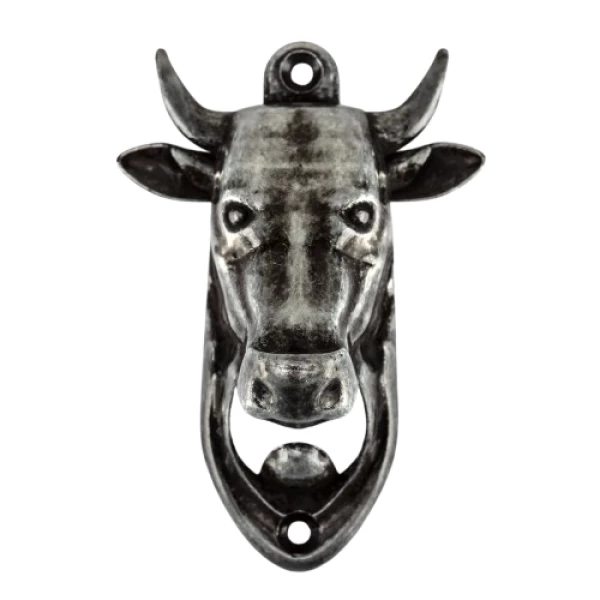 Abridor de Garrafa Cabeça de Boi Prata Velha