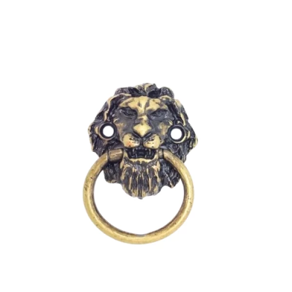 PUXADOR LEAO ARGOLA OURO VELHO 1681